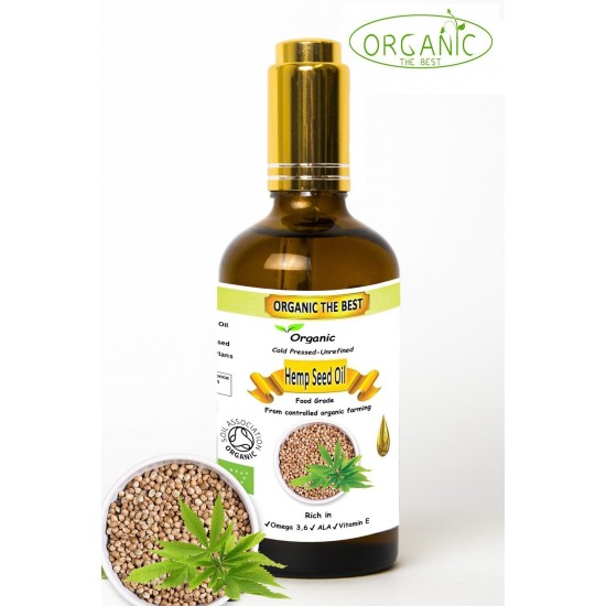 Organic Hemp Seed Oil Cold Pressed Unrefined, Certified Premium Quality 100ml Organic Hemp Seed Oil Cold Pressed Unrefined, Certified Premium Quality 100ml