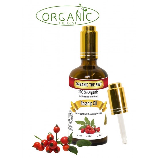 Organic Rosehip Oil Cold Pressed Unrefined, Certified, Premium Quality Organic Rosehip Oil Cold Pressed Unrefined, Certified, Premium Quality